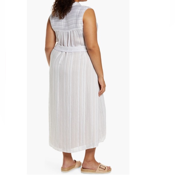 + VINCE + Stripe Sleeveless Shirt Dress - Picture 2 of 6